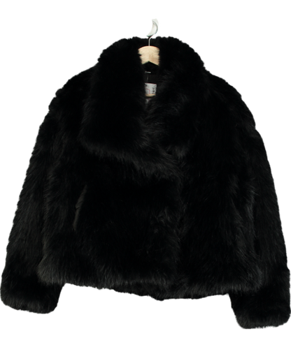 Black Faux Fur Jacket UK M