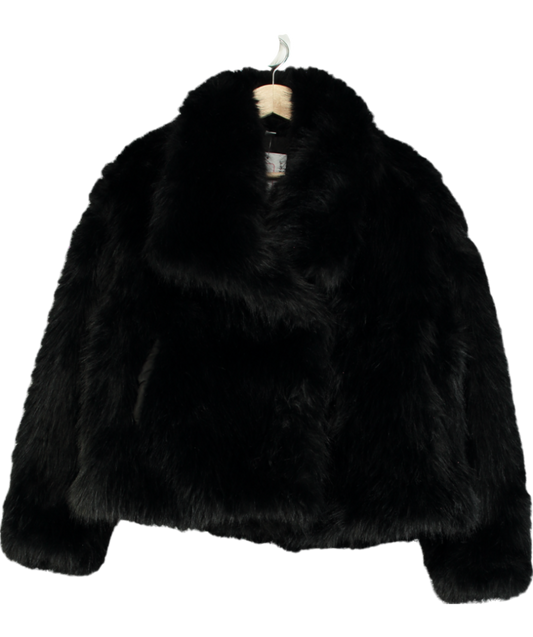 Black Faux Fur Jacket UK M