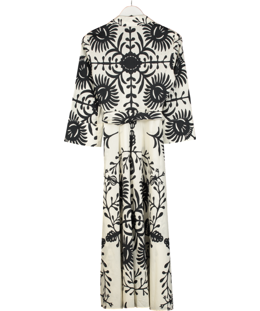 ZARA Cream Printed Maxi Shirt Dress UK XS
