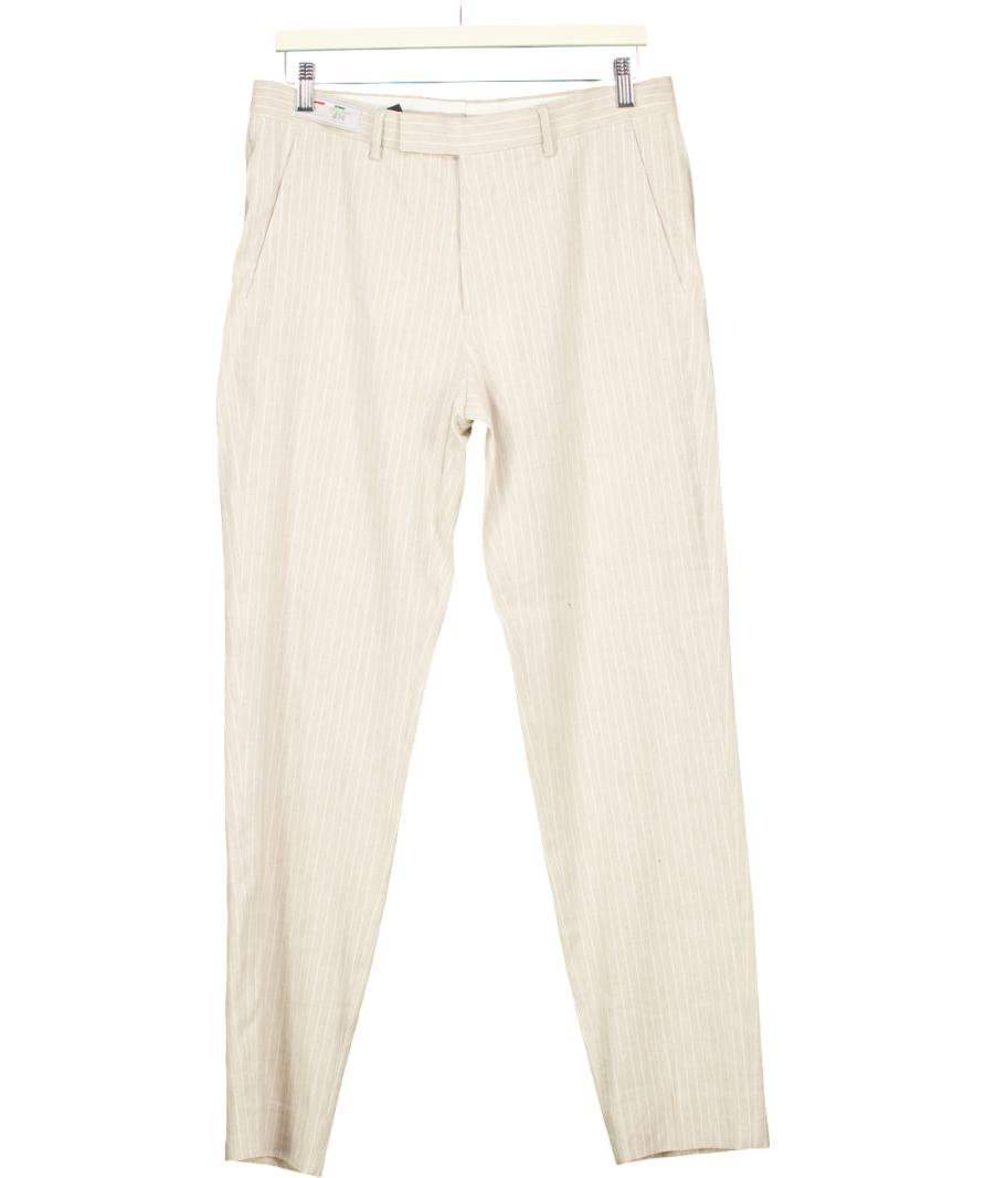 M&S Beige Tailored Fit Wool Rich Suit Trousers W32