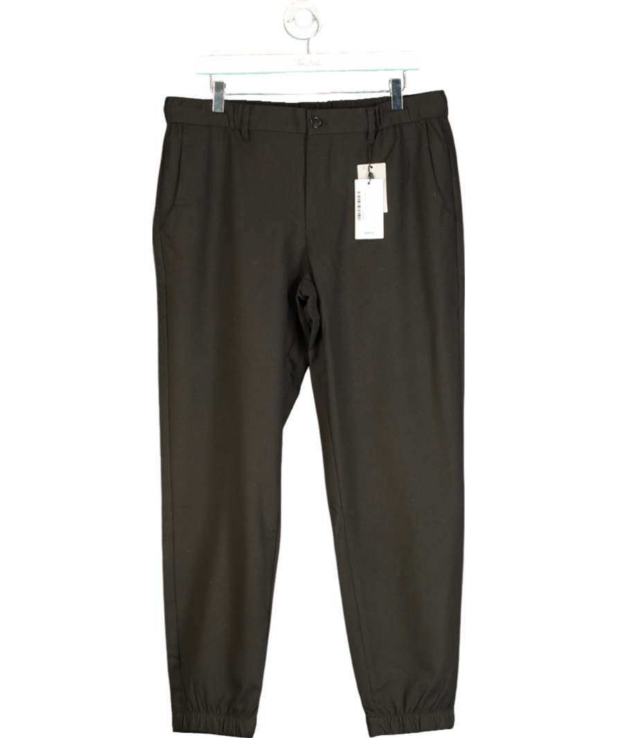 MANGO Black Slim-fit Jogger Trousers With Drawstring W34