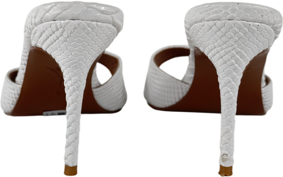 CULT OF COQUETTE Gia White Reptile Vegan Mules 80 Mm UK 3.5 EU 36.5