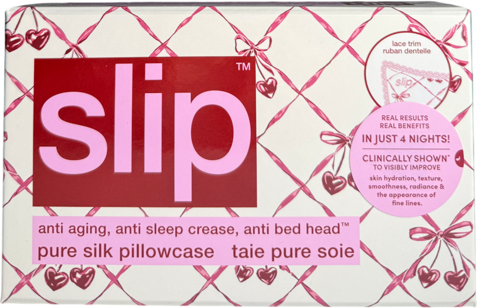 Slip White Pure Silk Lace Trim Queen Pillow