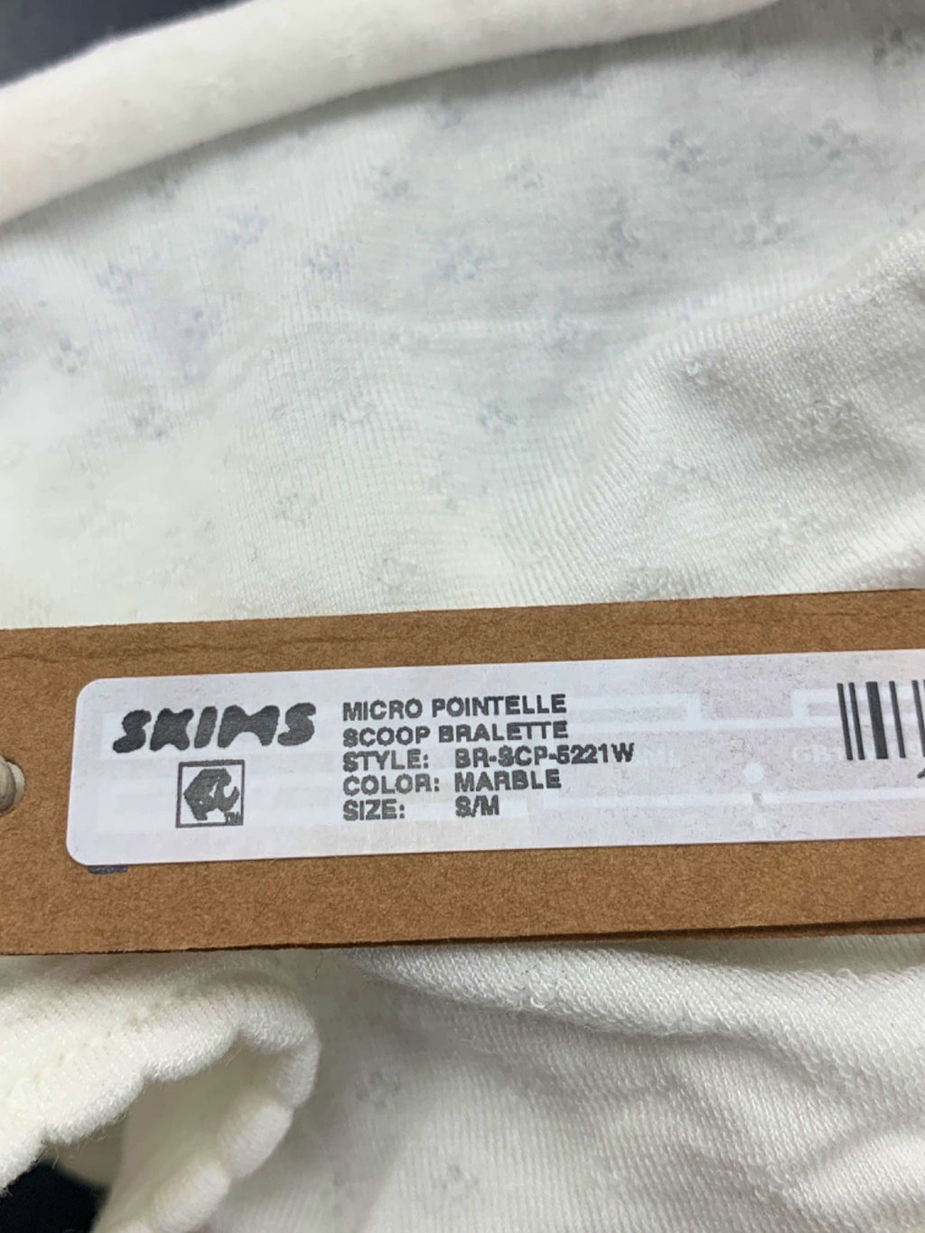 Skims Marble Micro Pointelle Scoop Bralette UK S/M