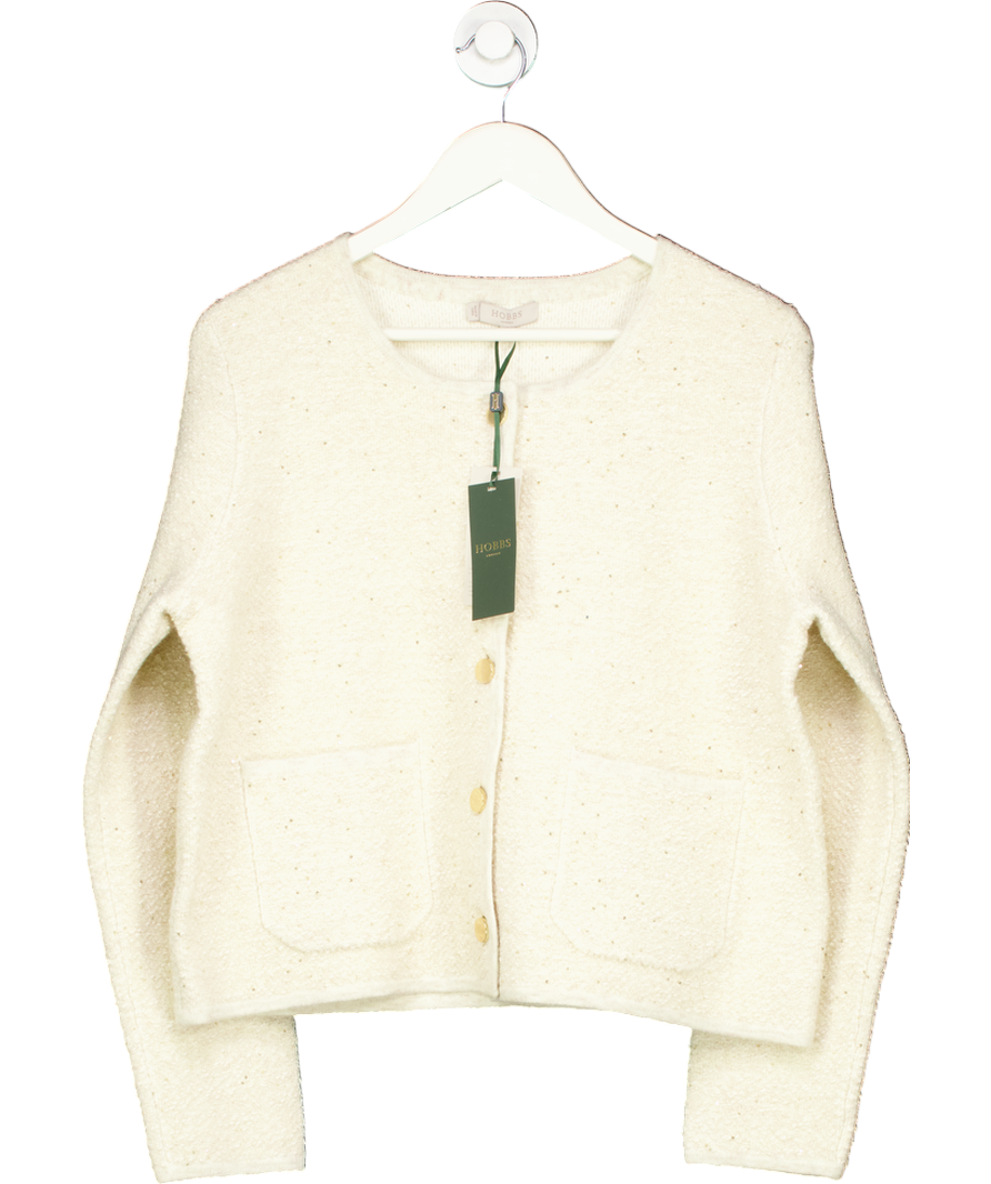 Hobbs Cream Zayla Sparkle Knitted Jacket UK L