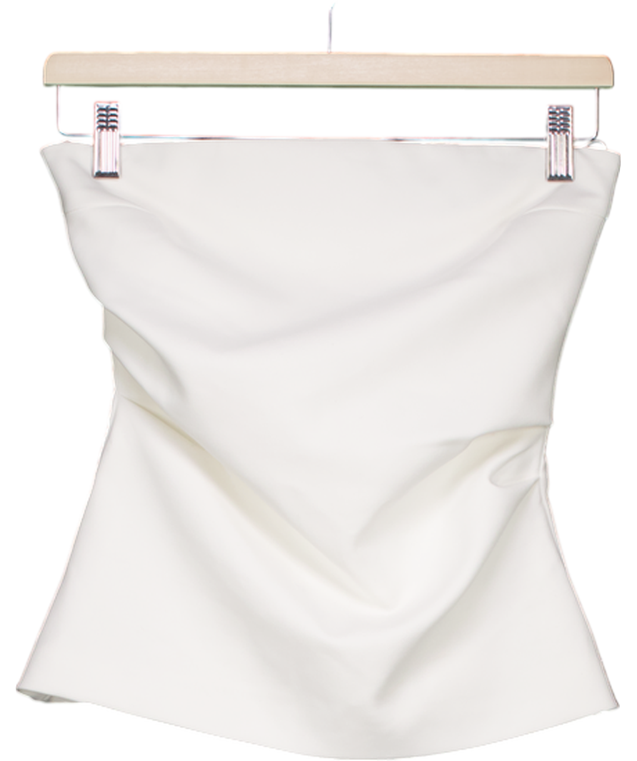 ZARA White Strapless Draped Top UK XS