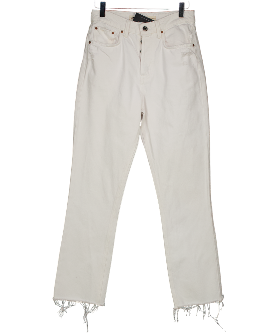 grlfrnd White Karolina High Rise Straight Crop Jeans W24