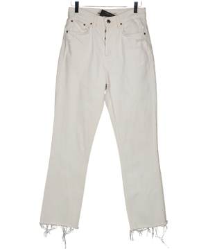 grlfrnd White Karolina High Rise Straight Crop Jeans W24