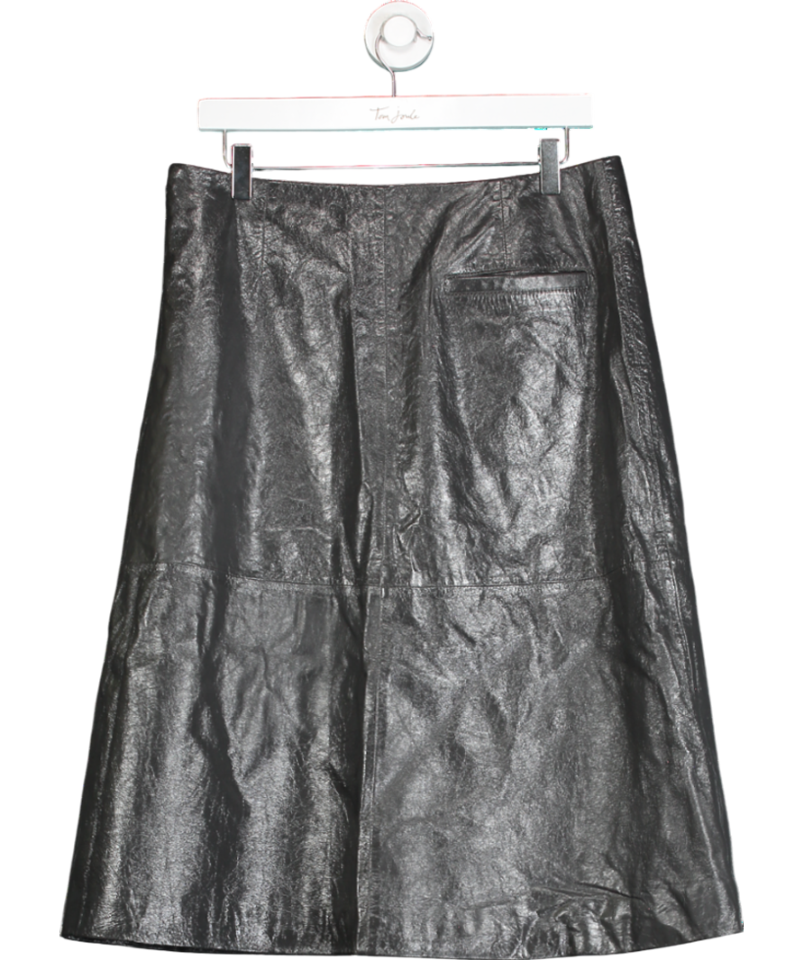 H&M Studio Collection Dark Grey A-line Real Leather Skirt UK 16