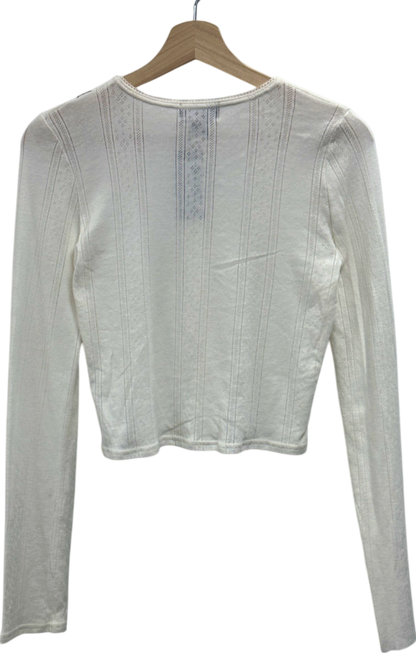 PrettyLittleThing White Pointeelle Cardigan UK 8