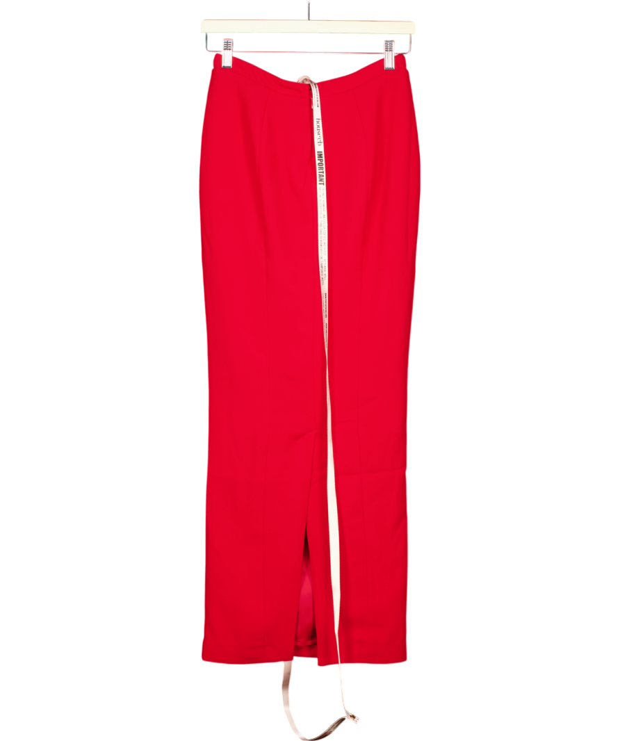 House of CB Red Nayara Split-back Woven Maxi Skirt UK 6