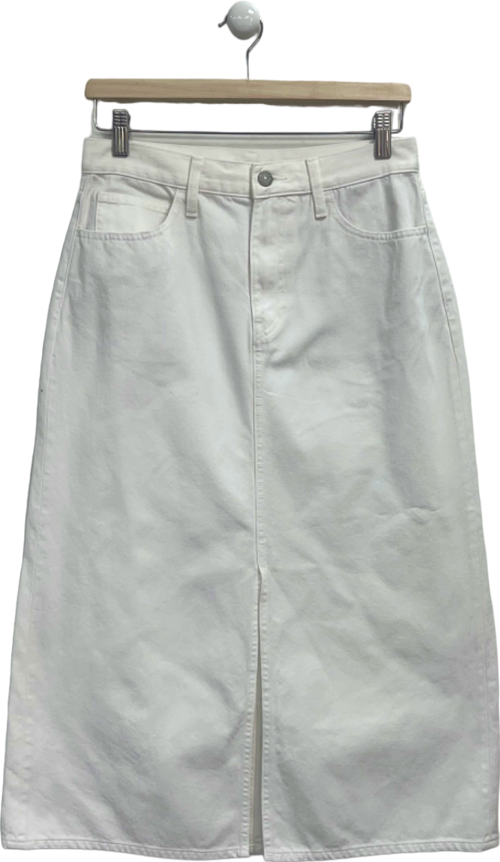 Uniqlo White Denim Midi Skirt UK 27