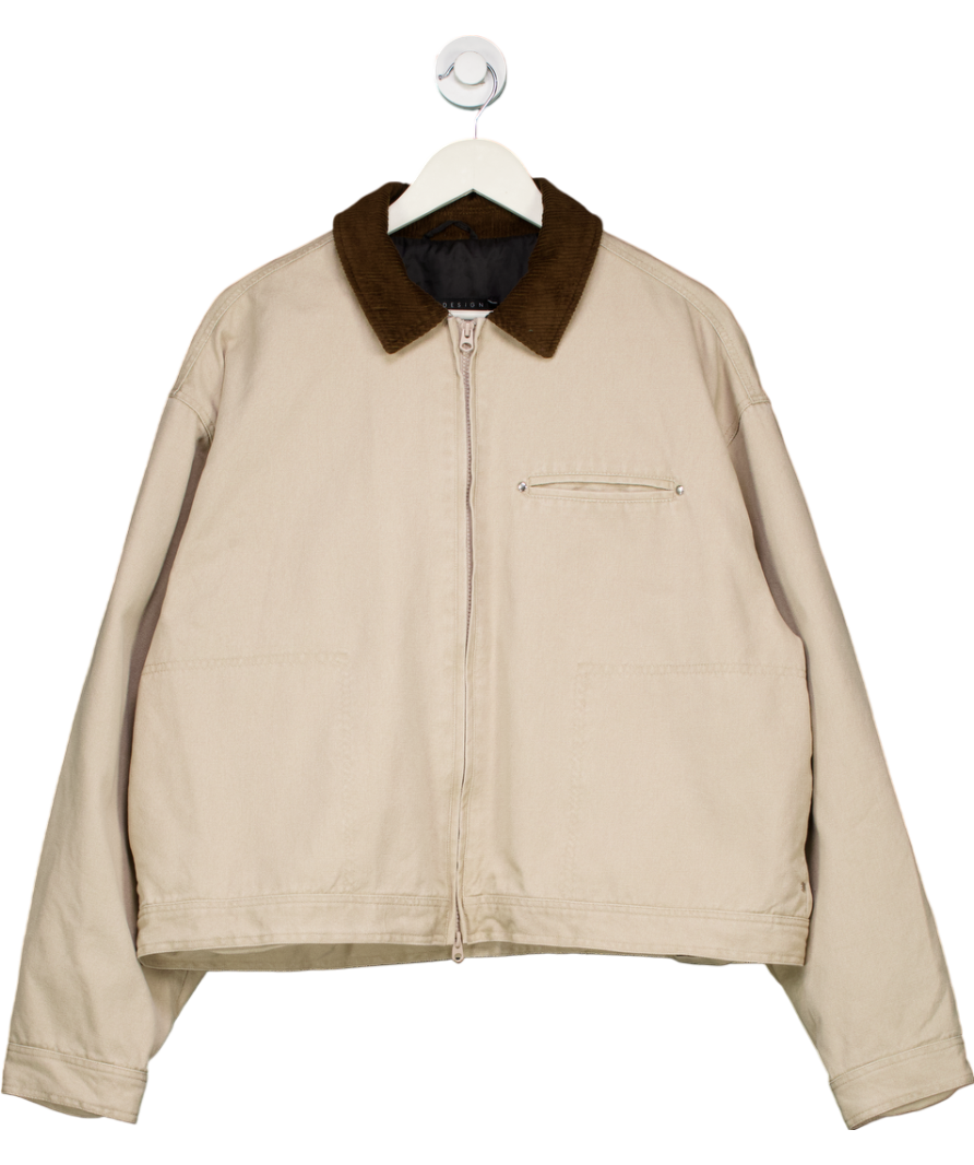 ASOS Beige Contrast Bomber Jacket UK M