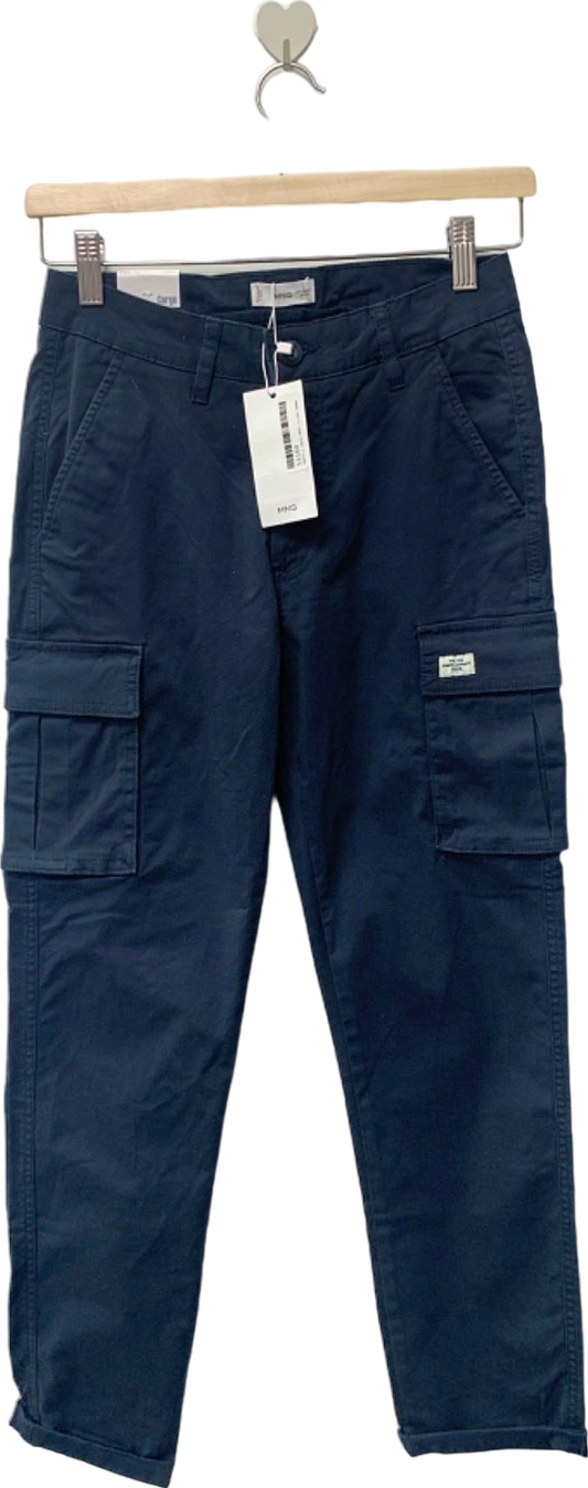 Mango Navy Blue Cargo Trousers XS