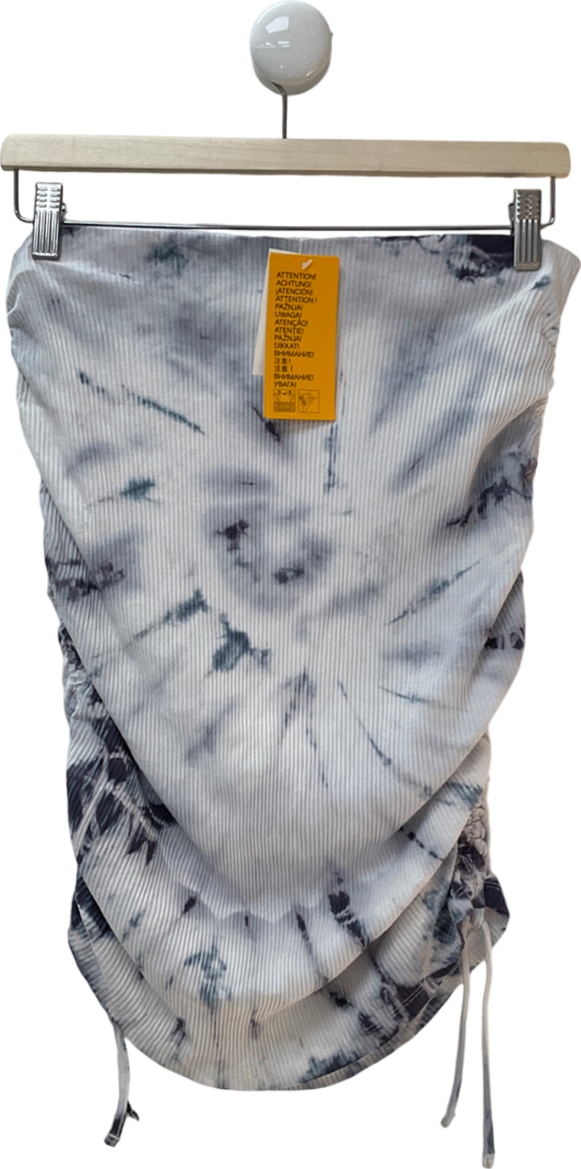 H&M White Tie Dye Ruched Mini Skirt UK M