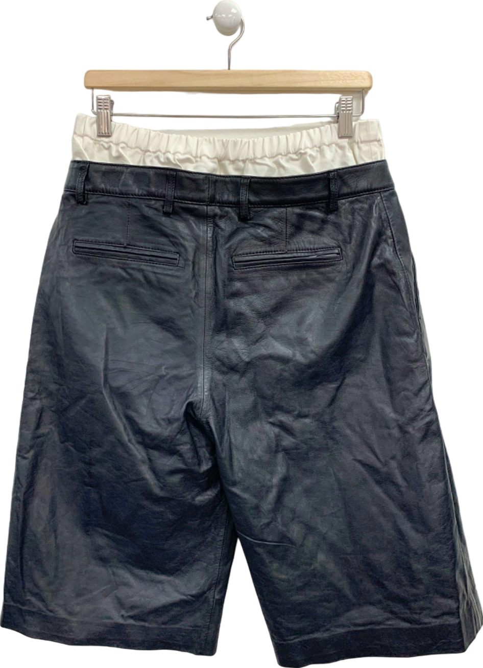 H&M Black Leather Shorts with Contrast UK W34
