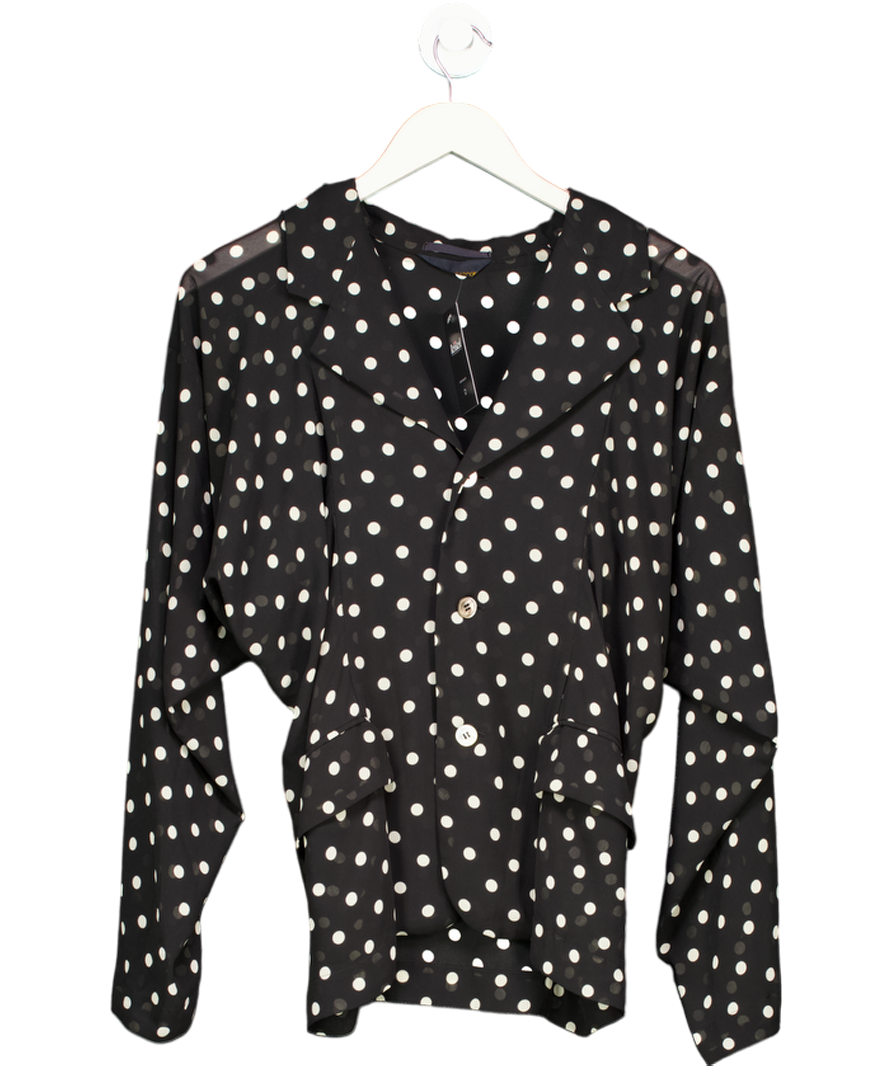 Comme Des Garcons Black Sheer Polka-dot Batwing Blouse UK M