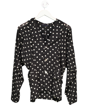 Comme Des Garcons Black Sheer Polka-dot Batwing Blouse UK M