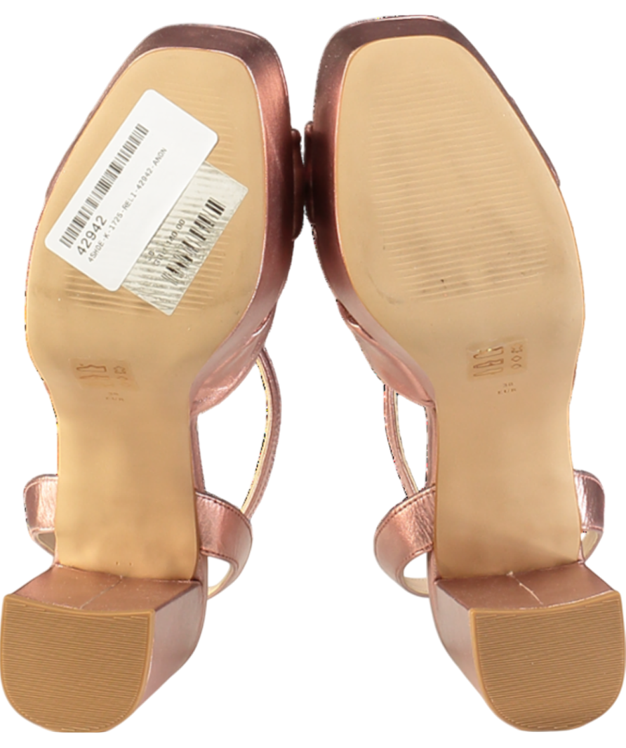 Anthropologie Metallic Rose Gold Knot Platform Heeled Sandals UK 5 EU 38 👠