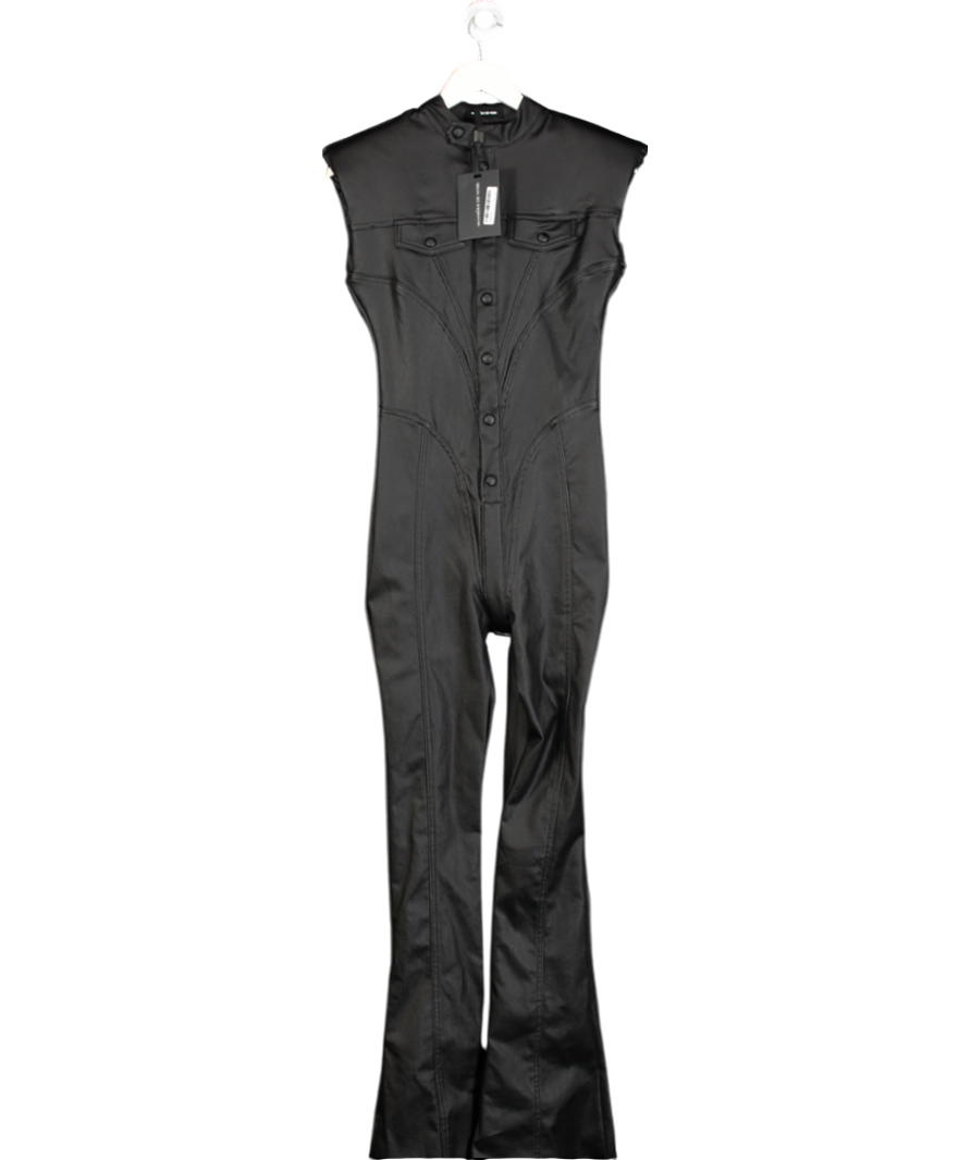 maniere de voir Black Wax Coated Denim Jumpsuit UK 10