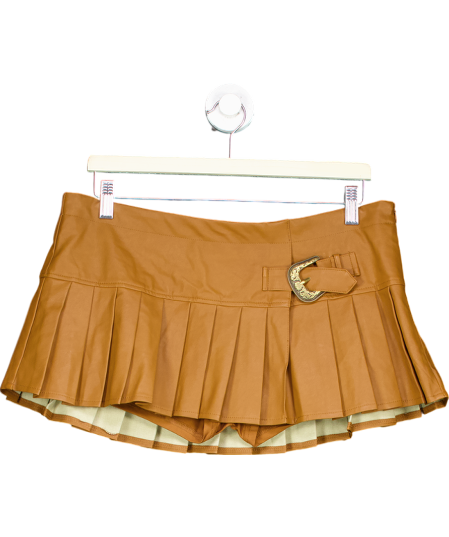Edikted Brown Pleated Mini Skirt UK L