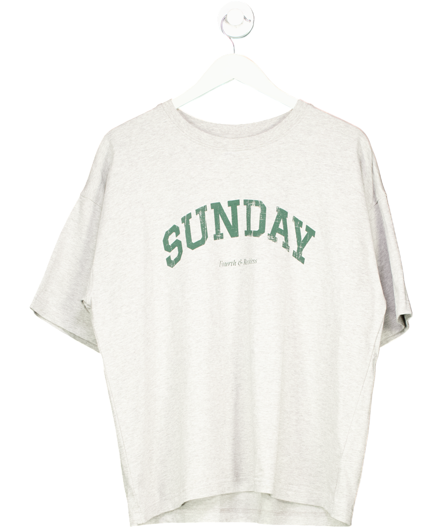 4th & Reckless Grey Distressed Slogan Oversized T-shirt UK M
