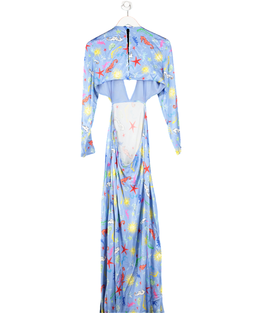 Rixo Blue Cut-out Zora maxi Dress UK 12
