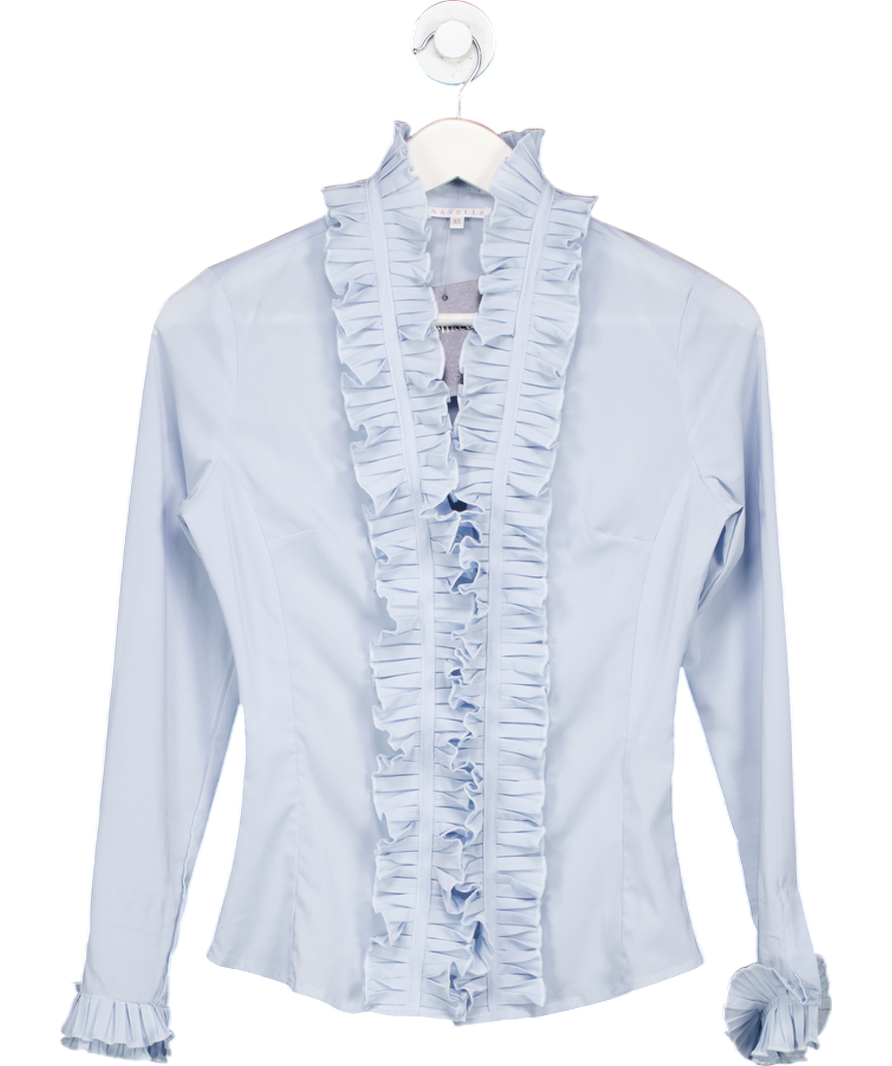 Aavelle Blue Ruffle Shirt UK XS