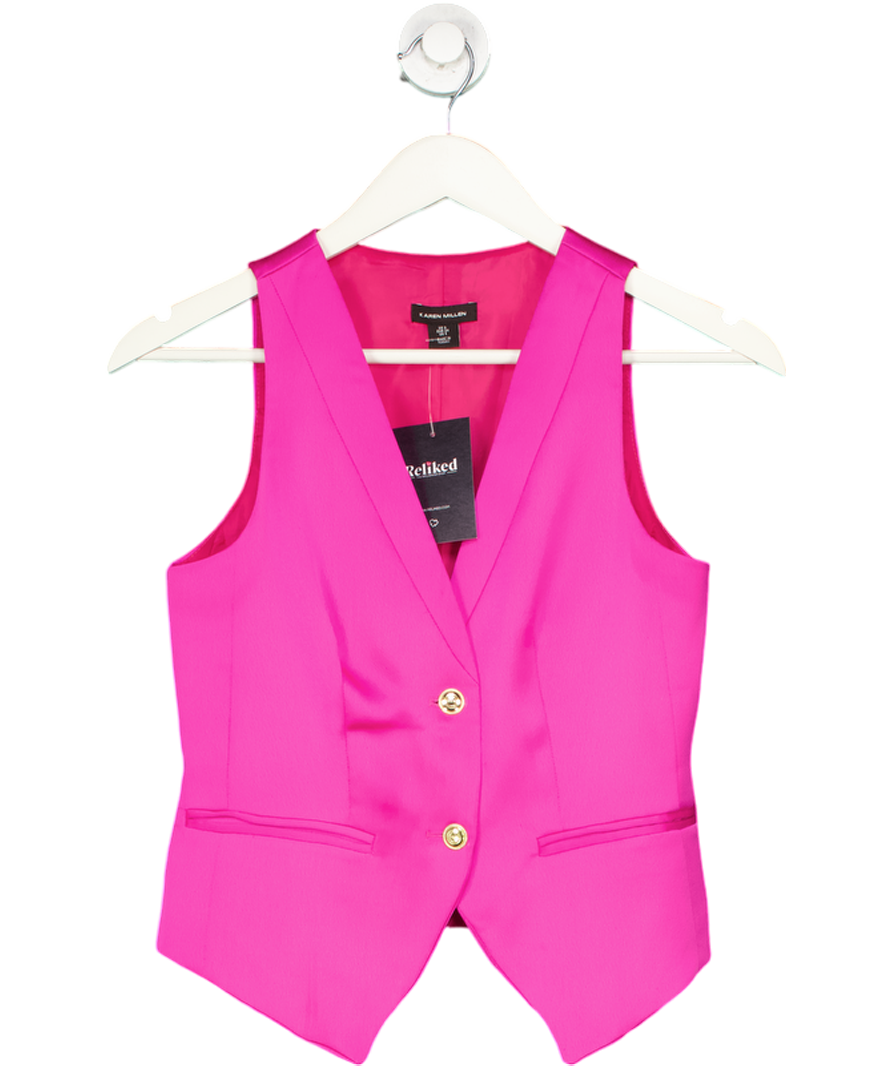 Karen Millen Pink Satin Single Breasted Waistcoat UK 6