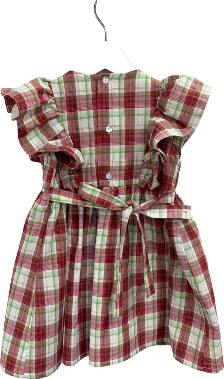 La Coqueta Red Green Plaid Smocked Dress 3 years