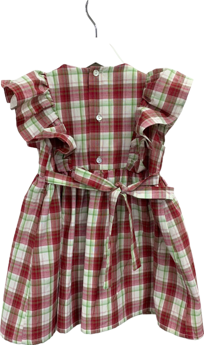 La Coqueta Red Green Plaid Smocked Dress 3 years