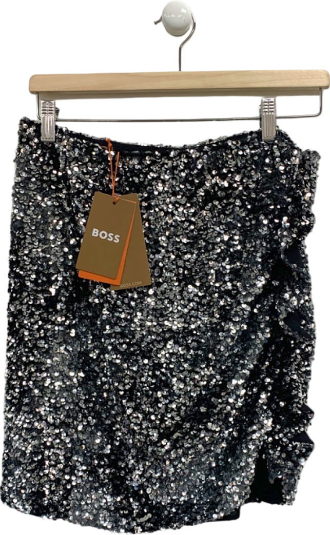 HUGO BOSS Black Sequin Mini Skirt UK 8