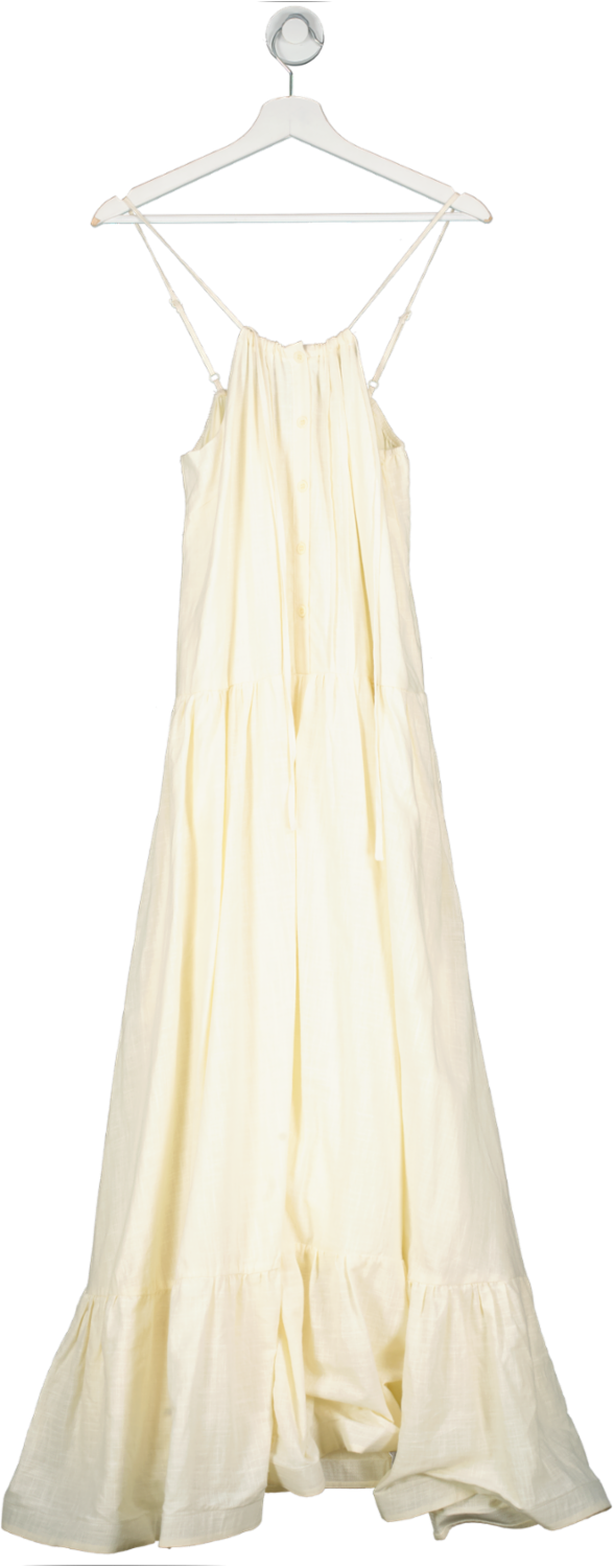 In The Style Cream Tiered Button Front Maxi Dress UK 10