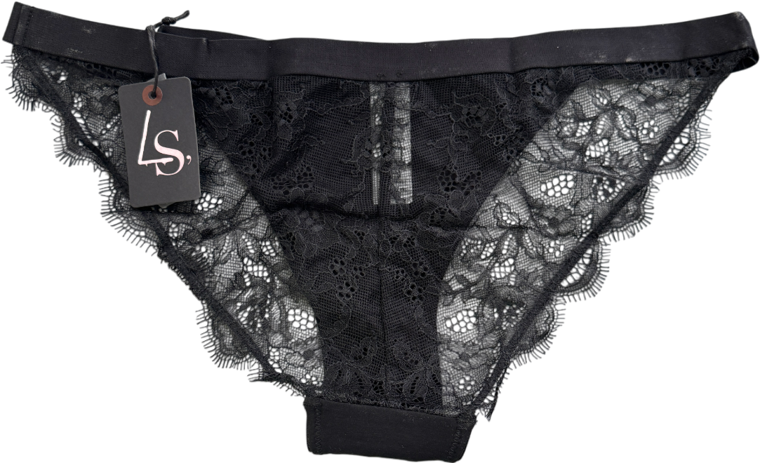 Love Stories Wild Rose Black Lace Knickers UK L