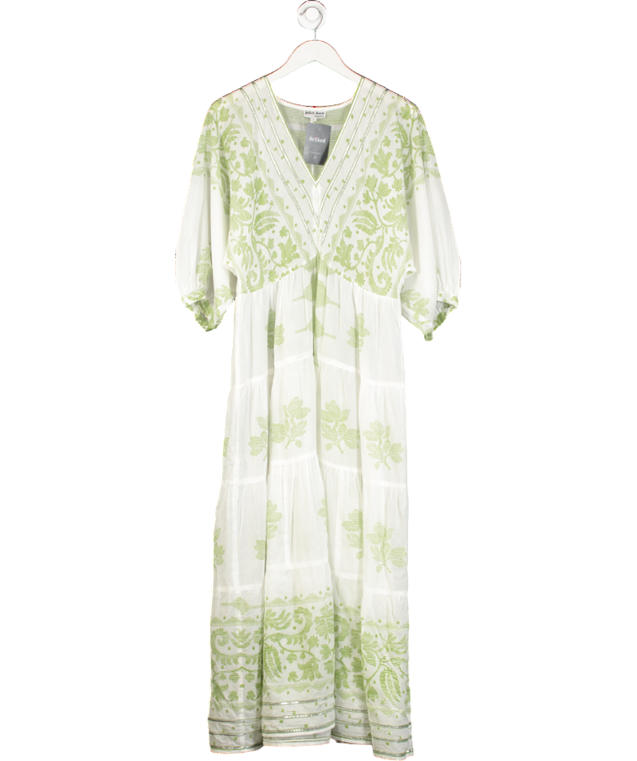 juliet dunn White Embellished Cotton Kaftan Dress UK S