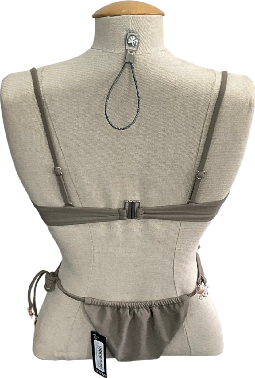 boohoo Green Starfish Shell Charm Trim Underwired Tie Front Bikini UK 8