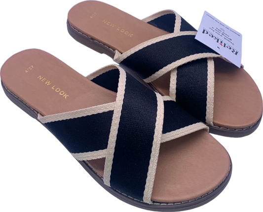 New Look Black Criss-Cross Sandals UK 4