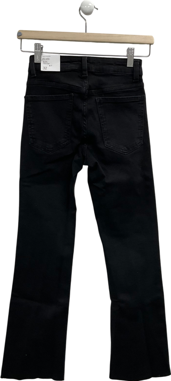 MANGO Black Sienna Mid Rise Flared Jeans UK 4