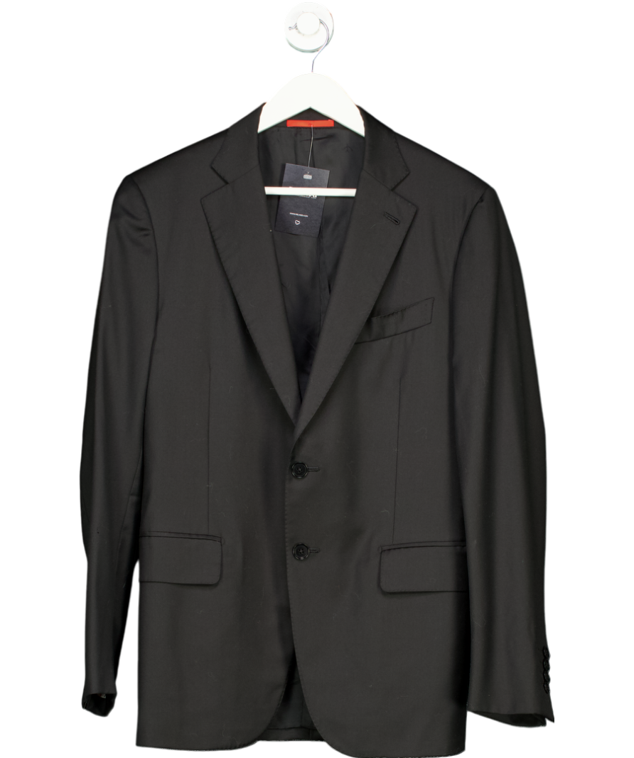 Isaia Napoli Black Aquaspider Wool Blazer UK M