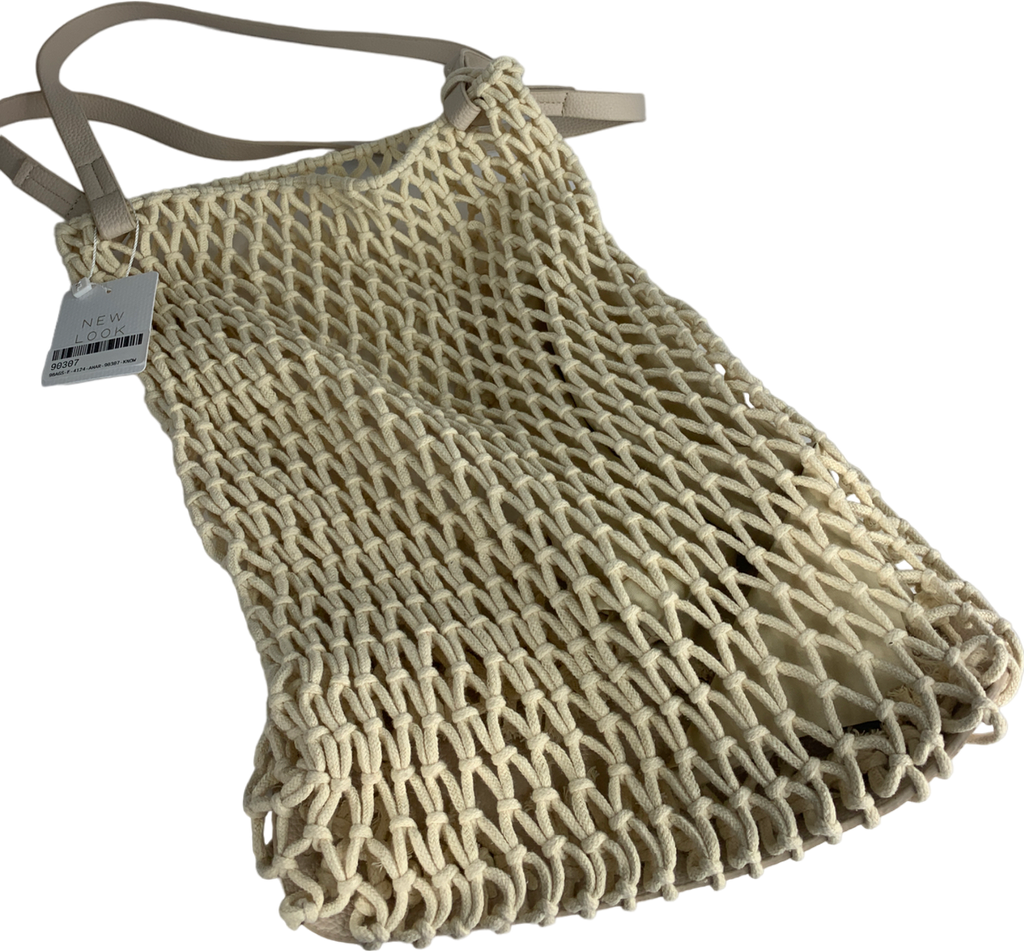 New Look Beige Cream Crochet Tote Bag