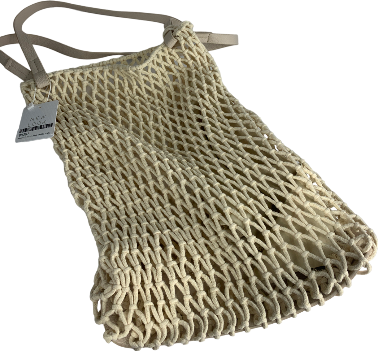 New Look Beige Cream Crochet Tote Bag