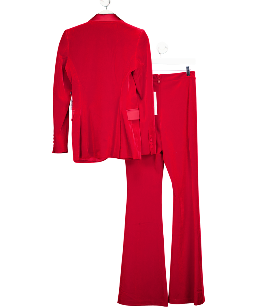 Nadine Merabi 2-piece Red Beatrice Luxurious Velvet Blazer And Trousers Suit UK 8