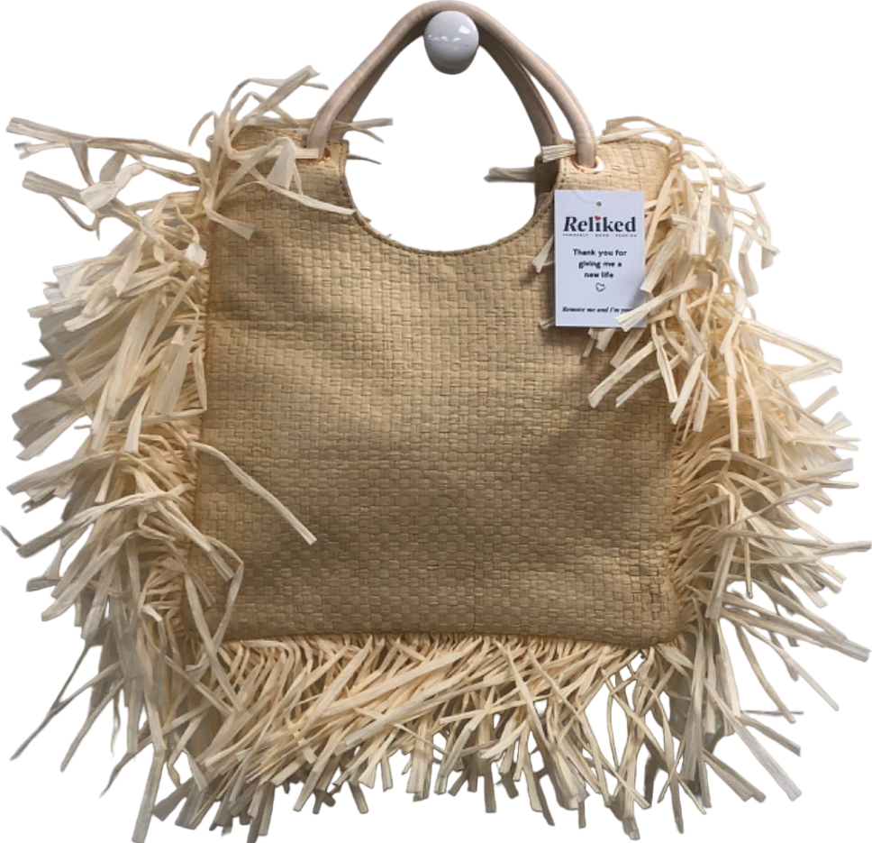 PRETTYLITTLETHING Beige Raffia Tote Bag One Size