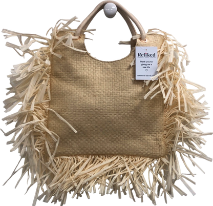 PRETTYLITTLETHING Beige Raffia Tote Bag One Size