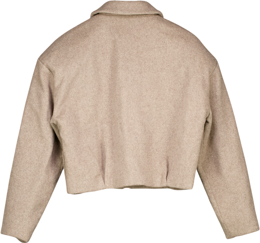 ATELIER NINETY FIVE Beige Wool Blend Boxy Jacket UK S