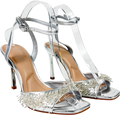 New Look Metallic Silver Faux Leather Beaded Strap Stiletto Sandals UK 5 EU 38