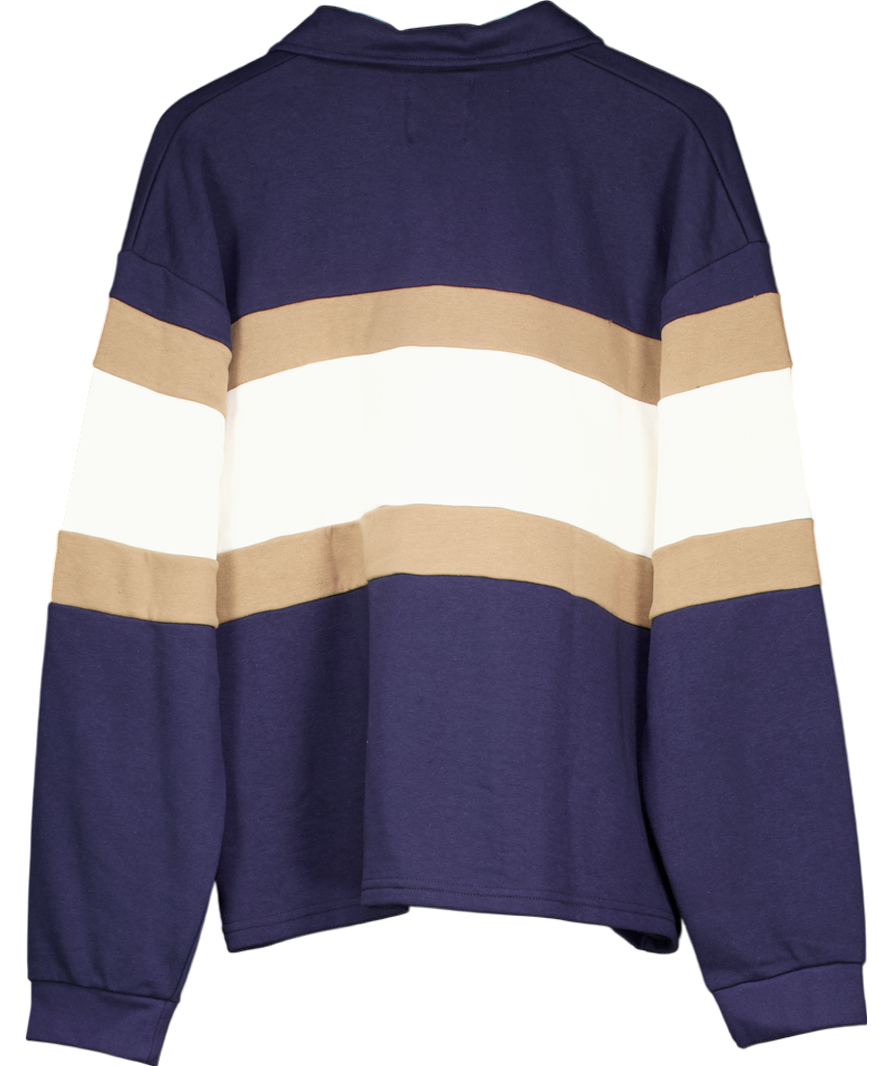 boohooMan Blue Oversized Club De Dante Rugby Polo Shirt UK M