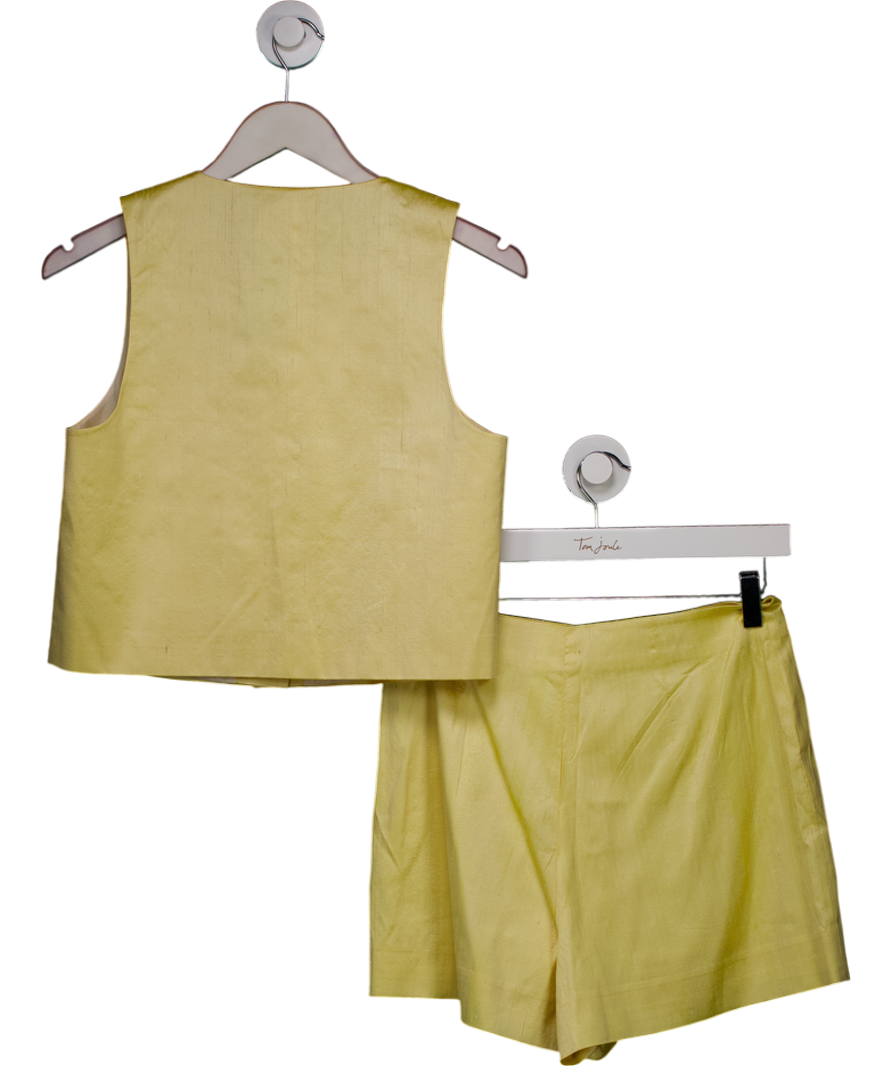 Sezane Editions 2-piece Yellow Silk Waistcost Top And Shorts Set UK 8