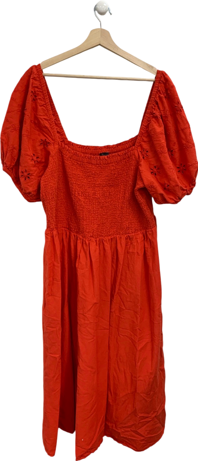 New Look Red Curve Smocked Off-Shoulder Dress UK 24
