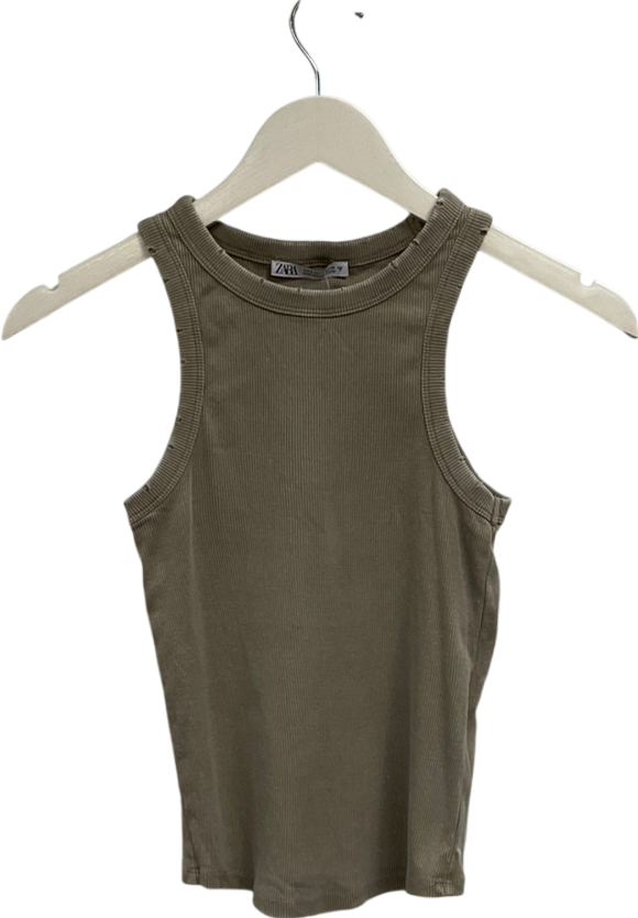 ZARA Beige Distressed Look Vest Top UK S